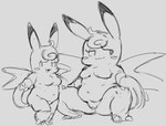 anthro blush breasts curvy_figure duo female genitals hair open_mouth pussy smile thick_thighs voluptuous wings superbinario nintendo pokemon clafeblir_(superbinario) clefable generation_1_pokemon pokemon_(species) absurd_res hi_res sketch