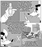 absurd_res anthro building city clothing coat comic dialogue drone_(vehicle) english_text eyewear glasses hi_res lab_coat male mammal monochrome mouse murid murine parttimeyeen_(artist) professor_jotunheimer_(parttimeyeen) rodent sharp_teeth solo syringe teeth text topwear whiskers window