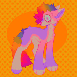 abstract_background ambiguous_gender bodily_fluids crying feral fur hair male multicolored_body multicolored_fur multicolored_hair multicolored_tail pink_body pink_fur purple_body purple_fur rainbow_body rainbow_fur rainbow_hair rainbow_tail solo sparklefur tail tears m1ss1ngtexture halo_(m1ss1ngtexture) canid canine canis domestic_dog mammal 1:1 colorful_theme full-length_portrait portrait