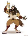 alcohol anthro armwear barazoku barbarian beard beverage blush body_hair bottomwear braided_hair bubble bulge chest_hair clothed clothing container cup digitigrade drinking_horn drunk facial_hair hair holding_container holding_cup holding_object horn long_hair male musclegut muscular muscular_anthro muscular_male narrowed_eyes navel nipples open_mouth pants pubes simple_background smile solo substance_intoxication teeth tight_bottomwear tight_clothing tight_pants tongue topless topless_male white_background kihu fenris_svartulf canid canine canis mammal wolf 2020