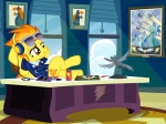 beverage brown_eyes can container cutie_mark desk electronics eyewear feathered_wings feathers female feral furniture glasses hair headphones multicolored_hair orange_hair portable_music_player poster soda solo sunglasses table two_tone_hair window wings yellow_body yellow_feathers pixelkitties friendship_is_magic hasbro my_little_pony mythology spitfire_(mlp) wonderbolts_(mlp) equid equine mammal mythological_creature mythological_equine pegasus model 2013 4:3