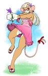 anthro bracelet breasts bulge clothing colored_nails dress ear_piercing ear_ring eyewear flip_flops flower footwear glasses gynomorph hair intersex jewelry nails piercing plant ring_piercing sandals shoes solo underwear iko mamori_sweets mammal mouse murid murine rodent hi_res