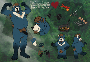 anthro armpit_hair ball_tuft balls barbell black_penis blue_body blue_fur body_hair brown_body brown_eyes brown_fur brown_hair chibi erection facial_hair fishing_rod flexing flexing_bicep flexing_both_biceps footprint front_view fur genital_piercing genitals goatee hair heart_symbol humanoid_genitalia humanoid_penis looking_at_viewer male male_anthro musclegut muscular muscular_anthro muscular_male nipple_piercing nipple_ring nipples nude nude_anthro nude_male overweight overweight_anthro overweight_male pawprint penis penis_piercing piercing prince_albert_piercing pubes rear_view ring_piercing side_view smile solo standing tail tan_body tan_fur teeth tuft labradorszn bear mammal 2025 hi_res model_sheet