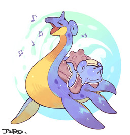 ambiguous_gender blue_body blush duo eyelashes eyes_closed feral flippers horn musical_note musical_symbol open_mouth simple_background size_difference smile symbol tail tongue batten12 nintendo pokemon pokemon_pokopia ditto_(pokopia) ditto_(pokemon) generation_1_pokemon lapras pokemon_(species) 2026 hi_res signature