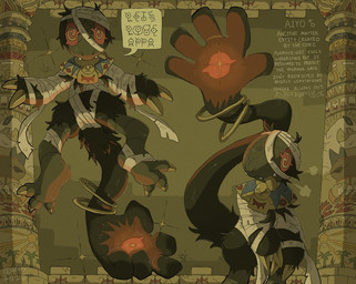 claws egyptian male mummy_wrappings pillar ruins solo tail text tongue tongue_out qrnrr nintendo pokemon pokemon_mystery_dungeon spike_chunsoft aiyo_(qrnrr) archen fossil_pokemon generation_2_pokemon generation_5_pokemon legendary_pokemon lugia pokemon_(species) unown_(pokemon)