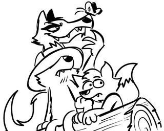 anthro female group log male trio wood felestrist beans_&_bacon_breakfest bacon_(feletrist) gaucho_(feletrist) mist_(feletrist) woods_(feletrist) arthropod butterfly canid canine canis coyote fox insect lepidopteran mammal red_fox true_fox wolf monochrome