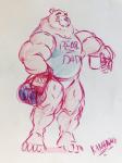 anthro biceps fur gift looking_at_viewer male muscular muscular_anthro muscular_male nipples pecs pose simple_background smile solo teasing uniparasite bjorn_(grizzbjorn) bear brown_bear grizzly_bear mammal ursine 3:4 hi_res