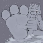 3_toes anthro earth feet foot_fetish foot_focus foot_play macro male planet soles solo space toes ahedeg undertale undertale_(series) asriel_dreemurr 1:1 monochrome