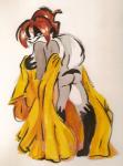 anthro breasts brown_hair butt female hair nude raised_tail rear_view solo tail mitti mandi_(touchmybadger) badger mammal mustelid musteline