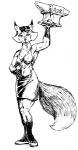 anthro anvil female simple_background solo doug_winger acme_products canid canine fox mammal monochrome