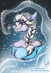 alternate_species anthro braided_hair clothing dress female furrification hair horn looking_at_viewer looking_down markings snowflake solo spots spotted_body stirren disney frozen_(disney) elsa_(frozen) kobold scalie hi_res portrait