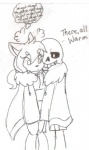 blush bone duo simple_background skeleton text warmth white_background hallowedkitty undertale undertale_(series) sans_(undertale) animated_skeleton canid canine fox mammal undead aria_(disambiguation) english_text sketch