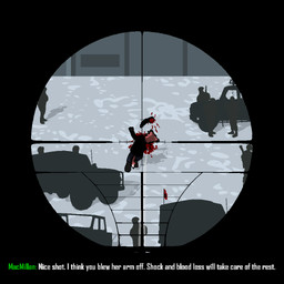 ambiguous_gender anthro black_body black_fur blood bodily_fluids bullet dipstick_tail dismembered dismemberment female first_person_view fur gore group gun imminent_death markings ranged_weapon red_body red_fur rifle severed_arm severed_body_part severed_limb silhouette sniper sniper_rifle sniper_scope snuff tail tail_markings text weapon white_tail_tip foxdance activision call_of_duty call_of_duty_4:_modern_warfare uaz captain_macmillan captain_price canid canine fox human mammal 1:1 english_text