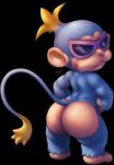 anthro big_butt blue_body blue_fur butt eyewear fur glasses hairless_butt hands_on_hips looking_at_viewer looking_back male nude rear_view simple_background smile solo standing transparent_background yellow_body yellow_fur bitfly mario_bros nintendo super_mario_galaxy the_chimp haplorhine mammal monkey primate 2018 alpha_channel digital_media_(artwork) hi_res