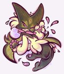 ambiguous_gender anthro claws fur green_body green_fur green_hair hair looking_at_viewer narrowed_eyes pawpads paws petals pink_eyes simple_background solo risenshiney nintendo pokemon felid feline generation_9_pokemon mammal meowscarada pokemon_(species) 2025 hi_res signature
