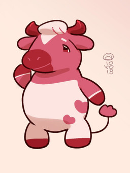 ambiguous_gender anthro chibi heart_(marking) markings solo 10ro18 bovid bovine cattle mammal 3:4