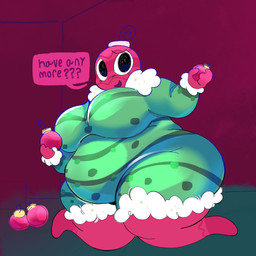 anthro big_breasts big_butt breasts butt female holidays looking_at_viewer obese ornament overweight solo text thick_thighs spellcasterrr blushcrunch_studio christmas dandy's_world roblox bobette_(dandy's_world) 1:1 hi_res