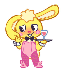 anthro beverage blush clothing footwear male male/male pink_cheeks shoes simple_background slippers solo yellow_body ra-ta happy_tree_friends cuddles_(htf) lagomorph leporid mammal rabbit