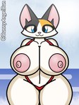 anthro big_breasts breasts clothing female fur looking_at_viewer nipples nude smile solo bunnyangelbun mochi_(bunnyangelbun) domestic_cat felid feline felis mammal 2023 digital_drawing_(artwork) digital_media_(artwork)