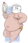 belly beverage clothed clothing coffee_mug container cup for_a_head looking_at_viewer male milkshake mouthless not_furry overweight overweight_humanoid overweight_male simple_background solo topless white_background a5hrie7 cartoon_network ok_k.o.!_let's_be_heroes joe_cuppa humanoid object_head