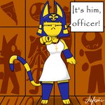 angry anthro blue_hair bob_cut clothed clothing collar dress fangs female hair judging solo speech_bubble tail teeth uraeus yellow_body chefrens animal_crossing nintendo ankha_(animal_crossing) animal_humanoid cat_humanoid domestic_cat felid felid_humanoid feline feline_humanoid felis humanoid mammal mammal_humanoid 1:1 digital_media_(artwork) hi_res