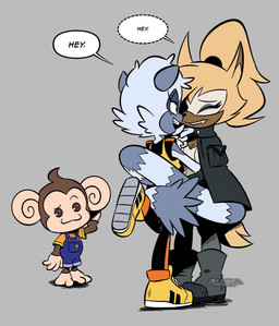 anthro blonde_hair boots brown_body brown_fur cloak clothing dialogue eyebrows eyelashes eyes_closed facial_markings female female_anthro footwear fur grey_body grey_fur group hair head_markings male markings mask_(marking) one_leg_up open_mouth ponytail raised_leg shoes speech_bubble tail text trio 4brandonsj4 idw_publishing sega sonic_the_hedgehog_(comics) sonic_the_hedgehog_(idw) sonic_the_hedgehog_(series) super_monkey_ball aiai tangle_the_lemur whisper_the_wolf canid canine canis haplorhine lemur mammal monkey primate ring-tailed_lemur strepsirrhine wolf 2025 hi_res