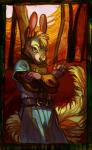 anthro claws clothing finger_claws green_eyes male shirt solo topwear tunic jagal alvar_miles_udell mammal rodent sciurid tree_squirrel hi_res traditional_media_(artwork)