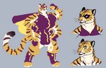 4_arms 4_breasts anthro balls_outline breasts bulge cape clothing detailed_bulge digitigrade genital_outline gynomorph hyper intersex mask multi_arm multi_breast multi_limb multifur muscular solo superhero boo3 the_stripe felid mammal pantherine tiger colored