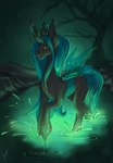 changeling_queen crown female feral full_body_view headgear horn long_mane long_tail looking_at_viewer solo swamp tail wings stirren friendship_is_magic hasbro my_little_pony queen_chrysalis_(mlp) arthropod changeling tagme