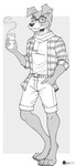 2024 alternative_fashion anthro barefoot belt belt_buckle bottomwear buckle canid canine canis claws clothing coffee_cup container cup disney domestic_dog eyewear feet fur glasses half-closed_eyes hand_in_pocket hipster holding_coffee_cup holding_container holding_cup holding_object jacket lady_and_the_tramp looking_at_viewer male mammal marcushunter narrowed_eyes pockets scarf shirt shorts signature smile smiling_at_viewer solo standing steam topwear tramp_(lady_and_the_tramp)