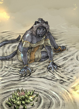 anthro female hair solo tail tomato_(artist) bethesda_game_studios microsoft the_elder_scrolls the_elder_scrolls_online domestic_cat felid feline felis khajiit mammal