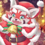 anthro bell bell_collar christmas_clothing christmas_headwear clothing collar eyebrows fur green_eyes hat headgear headwear holidays male neck_bow red_body red_fur santa_hat solo thick_eyebrows young young_anthro alli_paeonia christmas lifewonders tokyo_afterschool_summoners zhurong_(tas) ailurid mammal red_panda 1:1 hi_res