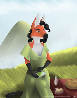 anthro big_penis bread bulge clothed clothing cloud detailed_bulge drawing_(object) drawing_in_a_drawing dress fog food genital_outline genitals grass gynomorph huge_penis hyper hyper_genitalia hyper_penis intersex mountain mountain_range penis penis_outline plant solo tablet crimsoncolored pao_pao_(crimsoncolored) canid canine canis mammal maned_wolf wolf