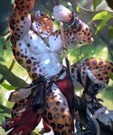 2021 5:6 5_fingers afd-yred anthro biped blue_eyes bottomwear claws clothed clothing detailed_background ear_piercing ear_ring felid fingers forest fur hi_res holding_melee_weapon holding_object holding_polearm holding_weapon humanoid_hands jewelry kouta koutanagamori leopard loincloth loincloth_only male mammal markings melee_weapon multicolored_body multicolored_fur muscular muscular_anthro muscular_male muscular_thighs navel nipples orange_body orange_fur orange_tail pantherine pendant piercing plant polearm pubes red_bottomwear red_clothing red_loincloth ring_piercing solo spots spotted_body spotted_fur spotted_markings spotted_tail tail tail_markings topless tree two_tone_body two_tone_fur weapon white_body white_fur