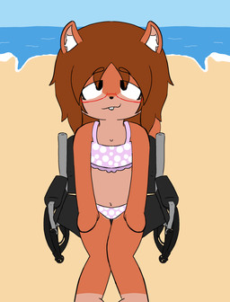 anthro beach bikini bikini_top clothed clothing eyewear female glasses outside sand simple_background sitting sky smile solo swimwear teeth two-piece_swimsuit vehicle water wearing_glasses wheelchair young young_anthro young_female koredex cecy_(koredex) mammal rodent sciurid tree_squirrel absurd_res digital_media_(artwork) hi_res