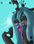 absurd_res ahega bodily_fluids elelite equid equine female feral friendship_is_magic green_eyes green_hair grey_body hair hasbro hi_res horn imminent_vore mammal my_little_pony open_mouth queen_chrysalis_(mlp) saliva solo teeth tongue tongue_out