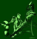 abs animal_genitalia anthro athletic ball_fondling balls biceps big_penis bodily_fluids chair claws dominant dominant_male duo erection eyes_closed fellatio fondling fur furniture genital_fluids genitals green_body green_fur green_scales hair horn humanoid_genitalia humanoid_penis interspecies kneeling leg_grab legs_up male male/male male_penetrated male_penetrating male_penetrating_male markings muscular nude oral oral_penetration pecs penetration penile penis precum saliva scales sex sheath side_view sitting spots spread_legs spreading stripes tail toe_claws wood wood_chair wood_furniture ishiga-san bethesda_game_studios microsoft skyrim the_elder_scrolls alejandro_ferrito tagg argonian domestic_ferret mammal mustelid musteline reptile scalie true_musteline weasel 2012 green_theme hi_res