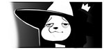 anthro biped clothed clothing crown female hat headgear headwear magic_user regret solo standing witch_costume witch_hat spincraze cat_witch_(smekbo) domestic_cat felid feline felis mammal 2023 black_and_white comic monochrome