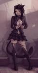 alternative_fashion clothing female goth heterochromia katsuki legwear solo torn_clothing torn_legwear soranamae final_fantasy final_fantasy_xiv square_enix animal_humanoid cat_humanoid felid felid_humanoid feline feline_humanoid humanoid mammal mammal_humanoid miqo'te