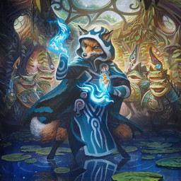 alternate_species anthro armor biped black_nose blue_eyes brown_body brown_fur claws clothing detailed_background detailed_fur dipstick_ears dipstick_tail ear_markings fur green_body group holding_melee_weapon holding_object holding_shield holding_staff holding_sword holding_weapon hood inner_ear_fluff inside leg_markings lily_pad looking_at_another magic male markings melee_weapon multicolored_ears open_mouth partially_submerged pauldron plant pupils robe shield slit_pupils smile snout socks_(marking) staff standing sword tail tail_markings tuft water weapon whiskers white_body white_fur window justin_gerard hasbro magic:_the_gathering wizards_of_the_coast jace_beleren amphibian canid canine fox frog mammal red_fox true_fox 1:1 2024 detailed hi_res official_art