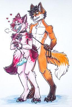 anal anal_penetration anthro anthro_on_anthro anthro_penetrated anthro_penetrating anthro_penetrating_anthro biped bodily_fluids collar cuff_(restraint) duo from_behind_position genital_fluids genitals grin handcuffs knot leash leash_pull male male/male male_penetrated male_penetrating male_penetrating_male metal_cuffs penetration penis precum restraints sex shackles smile standing tongue tongue_out liczka canid canine canis fox mammal wolf absurd_res hi_res painting_(artwork) traditional_media_(artwork) traditional_painting_(artwork) traditional_watercolor_(artwork) watercolor_(artwork)