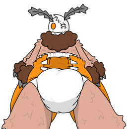 1_eye 4_arms antennae_(anatomy) anthro arm_tuft clean_diaper close-up clothed clothing diaper diaper_focus facial_scar front_view fur head_tuft looking_at_viewer low-angle_view male multi_arm multi_limb neck_tuft orange_diaper orange_eyes scar simple_background solo standing tan_body tan_fur tuft wearing_diaper white_body white_fur wings wrist_tuft carverthemoth carver_(carverthemoth) arthropod insect lepidopteran moth 2026 colored digital_drawing_(artwork) digital_media_(artwork) portrait