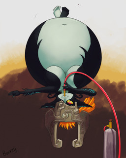 air_inflation belly belly_expansion big_belly big_breasts black_body black_ears black_skin blue_body blue_markings blue_skin breasts expansion female floating fused_shadow grey_helmet hair helium_inflation helium_tank hose hose_in_mouth hose_inflation huge_belly huge_breasts humanoid_pointy_ears hyper hyper_belly inflation looking_at_viewer markings multicolored_body navel not_furry orange_hair pointy_ears red_eyes smile smiling_at_viewer solo spherical_inflation two_tone_body upside_down yellow_sclera barrelstarburst nintendo the_legend_of_zelda twilight_princess midna humanoid imp twili 2026 absurd_res colored digital_media_(artwork) hi_res shaded