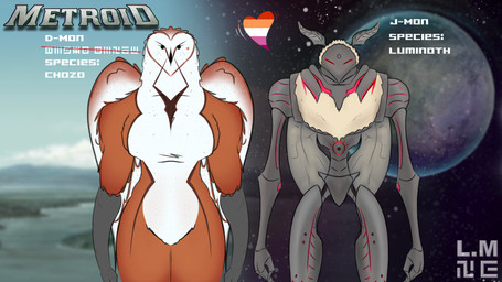 anthro duo female lesbian_pride_colors lgbt_pride pride_colors luna_moonshine(luna) metroid nintendo d-mon j-mon arthropod avian barn_owl bird chozo insect lepidopteran luminoth moth owl tyto tytonid 16:9 2025 4k absurd_res digital_drawing_(artwork) digital_media_(artwork) hi_res portrait signature watermark widescreen