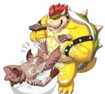 abdominal_bulge anal anal_penetration animal_genitalia animal_penis anthro anthro_on_anthro anthro_penetrated anthro_penetrating anthro_penetrating_anthro balls belly bodily_fluids bowser canine_genitalia canine_penis cum cum_everywhere cum_on_self cum_while_penetrated duo ejaculation genital_fluids genitals hair half-erect hi_res horn hyena knot_in_sheath koopa leaking_cum legs_up lipsticking lying male male/male male_penetrated male_penetrating male_penetrating_male mammal mario_bros messy muscular muscular_anthro muscular_male nintendo on_back open_mouth open_smile pawpads penetration penis raised_leg red_hair scalie sex seyrmo sheath shell simple_background smile spiked_shell spikes spikes_(anatomy) standing white_background