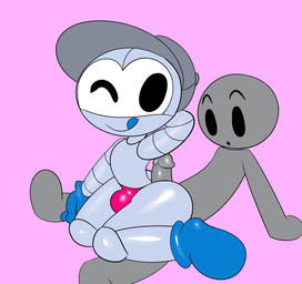 balls boots bulge butt clothing duo erection femboy footwear genitals gloves handwear hat headgear headwear looking_back machine male not_furry one_eye_closed panties penis presenting presenting_hindquarters robophilia shoes simple_background tongue tongue_out underwear wink mark_m anon w_gy_(bugmag) human mammal robot hi_res