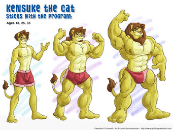 abs age_progression anthro barefoot biceps big_biceps big_muscles big_pecs brown_hair brown_mane bulge clothed clothing feet fur growth hair male mane muscle_growth muscular muscular_anthro muscular_arms muscular_male muscular_thighs navel nipples pecs red_clothing red_underwear simple_background solo tail text toony underwear underwear_only yellow_body yellow_fur cooner kensuke felid lion mammal pantherine 2006 4:3 english_text url