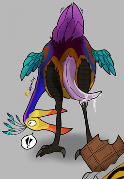animal_genitalia animal_penis beak bodily_fluids candy chocolate chocolate_bar cum dessert feathers feet feral food furaffinity_logo genital_fluids genitals long_legs male multicolored_body multicolored_feathers penis pink_penis presenting simple_background small_wings solo tail tail_feathers talons tapering_penis toes wings yellow_beak wyrmling_(artist) disney furaffinity pixar up_(film) kevin_(up) avian bird hi_res