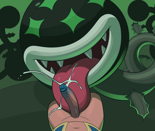 ambiguous_gender bodily_fluids bottomless clothed clothing cum cum_on_tongue duo eyeless first_person_view genital_fluids genitals leaf licking male male/ambiguous oral oversized_fellatio penile penis penis_lick penis_on_tongue plant sex sharp_teeth size_difference smaller_humanoid solo_focus tan_body tan_penis teeth tongue topwear topwear_only vein veiny_penis vest vest_only vines gemsum mario_bros nintendo blue_toad elemental_creature flora_fauna humanoid piranha_plant toad_(mario) 2023 absurd_res hi_res