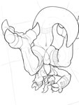 anthro anus balls genitals handstand high-angle_view looking_at_viewer male open_mouth open_smile penis perineum smile solo tail tapering_penis thymine bandai_namco digimon digimon_(species) guilmon hi_res